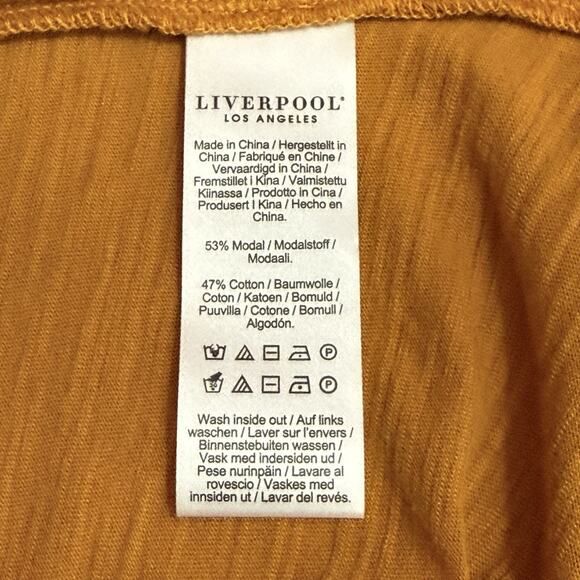 Liverpool Los Angeles Slub Jersey Faux Wrap Top S Rich Gold Modal Cotton NWT - Picture 9 of 12